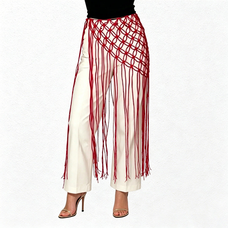 CouldNook Macrame Fringe Skirt Cover - Layered Decor Accent
