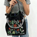 CouldNook Wildflower Bouquet Embroidery Shopping Bag - Everyday Market Accent