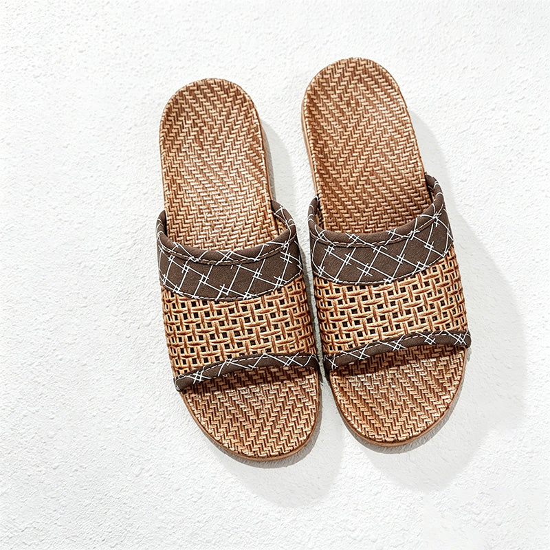 CouldNook Flax-Look Cross Strap House Slippers - Natural Indoor Accent