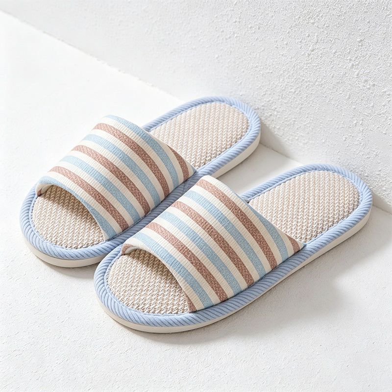 CouldNook Soft Stripe Open Toe Slippers - Relaxed Indoor Accent
