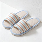 CouldNook Soft Stripe Open Toe Slippers - Relaxed Indoor Accent