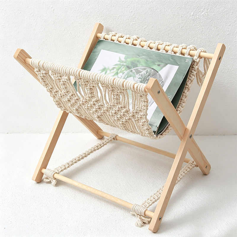 CouldNook Macrame Wood Storage Rack - Home Organizer Decor