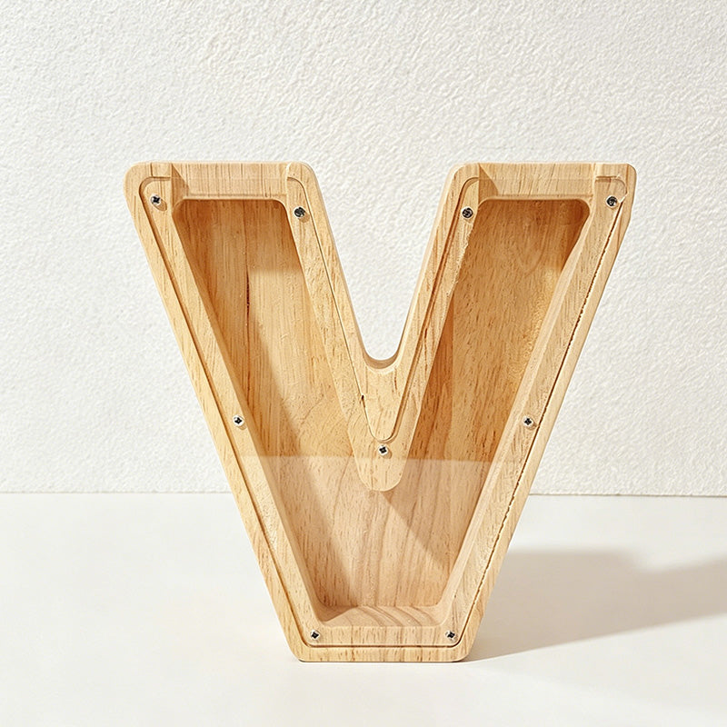 CouldNook 26-letter Wooden Money Box - Desktop Savings Ornament