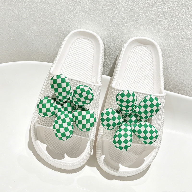 CouldNook Gingham Flower EVA Slide Slippers - Cheerful Lounge Accent