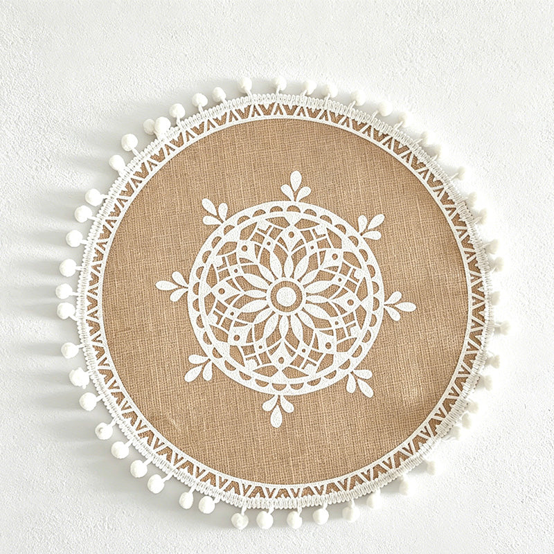 CouldNook Jute Ball Edge Woven Placemat - Aesthetic Rustic Table Mat