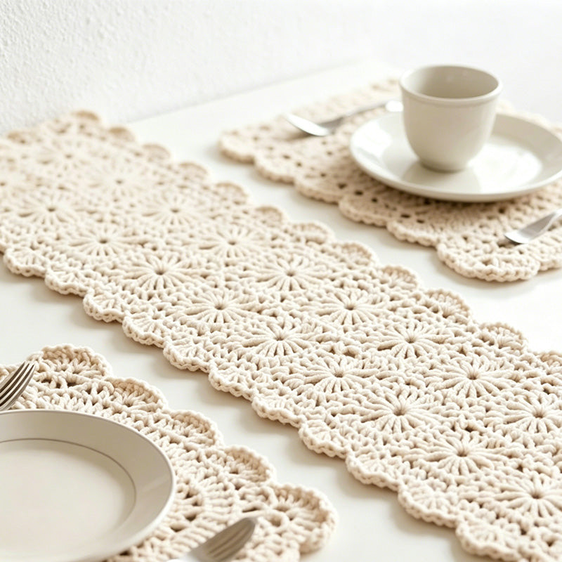 CouldNook Hand Crochet Cotton Coaster & Table Runner - Boho Table Decor