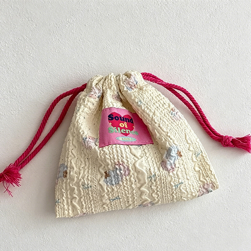CouldNook Gingham Drawstring Pocket Storage Bag - Small Carry Accent