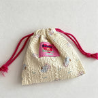 CouldNook Gingham Drawstring Pocket Storage Bag - Small Carry Accent