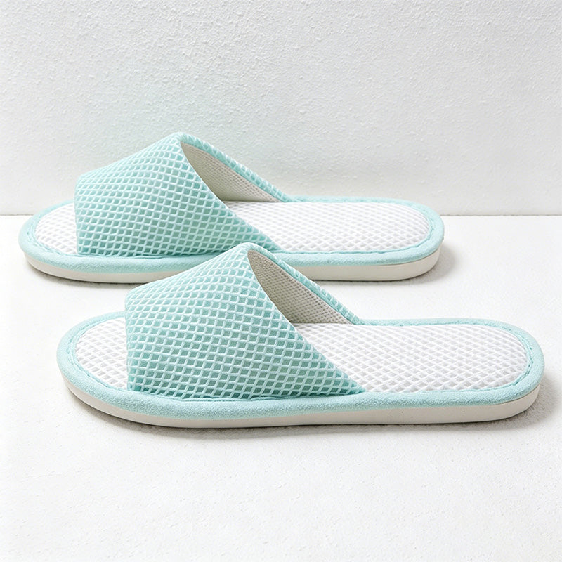 CouldNook Grid Band Open Toe Slippers - Everyday Home Comfort Accent