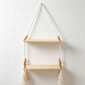 CouldNook Macrame Hanging Wall Shelf - Wooden Display Rack