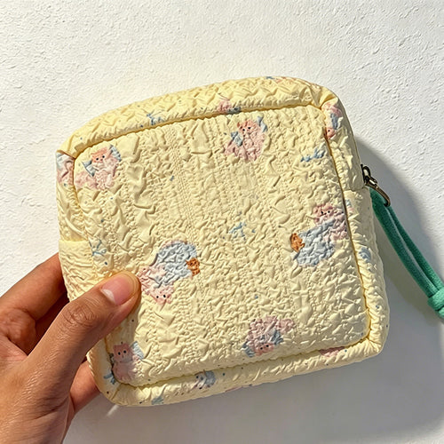 CouldNook Cartoon Print Cotton Mini Storage Pouch - Portable Sanitary & Coin Purse