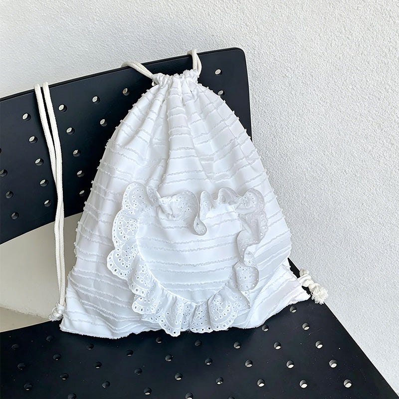 CouldNook Ruffle Drawstring Backpack - Everyday Soft Carry Accent