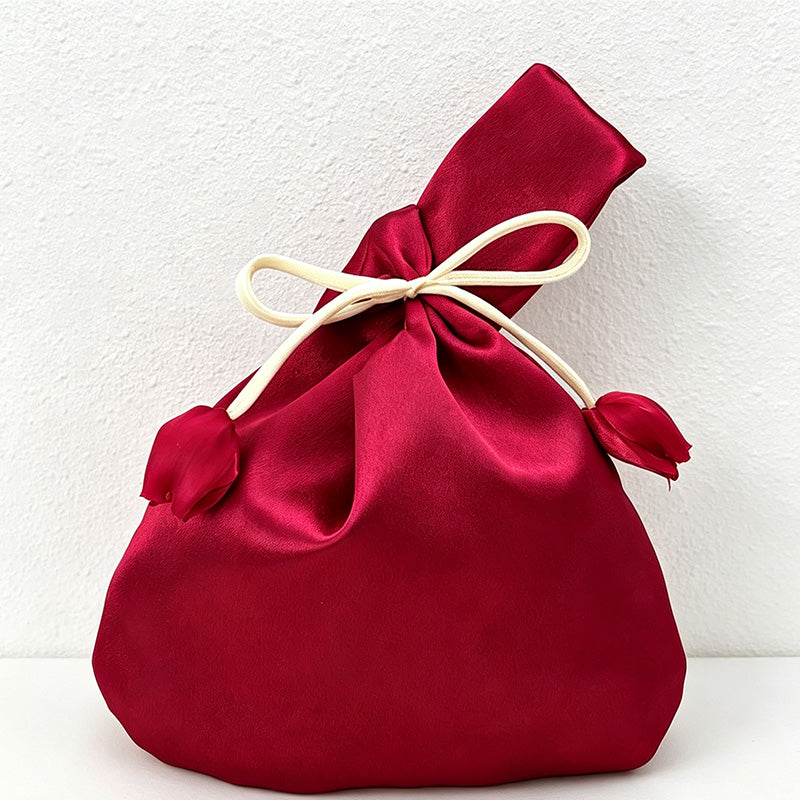 CouldNook Tulip Satin Wrist Bag - Aesthetic Floral Gift Pouch