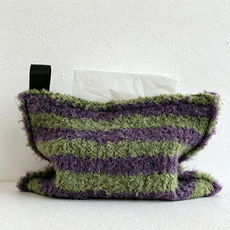 CouldNook Knitted Stripe Tissue Bag - Aesthetic Loop Velvet Case