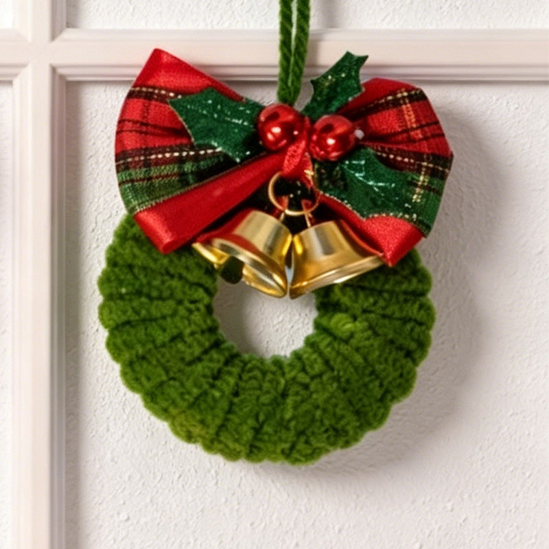CouldNook Crochet Mini Wreath Christmas Ornament - Xmas Tree Hanging Decor