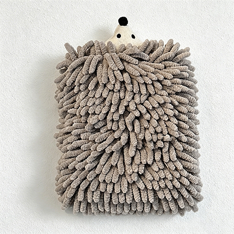 CouldNook Hedgehog Chenille Hand Towel - Quick Dry Absorbent Hanging Kitchen Towel