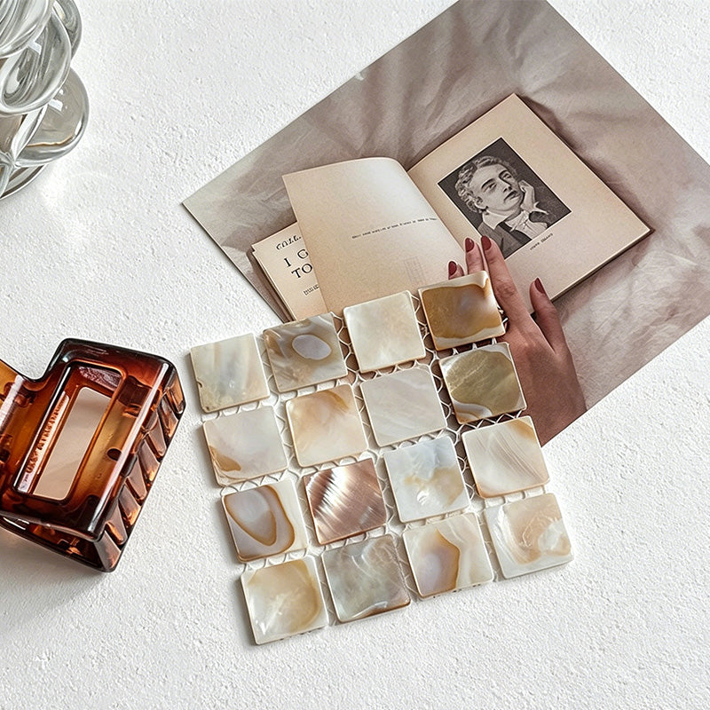 CouldNook Natural Shell Mosaic Coaster - Aesthetic insulated Table Mat