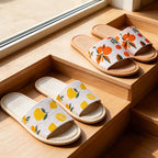 CouldNook Linen-Look Printed Open Toe Slippers - Fresh Home Accent