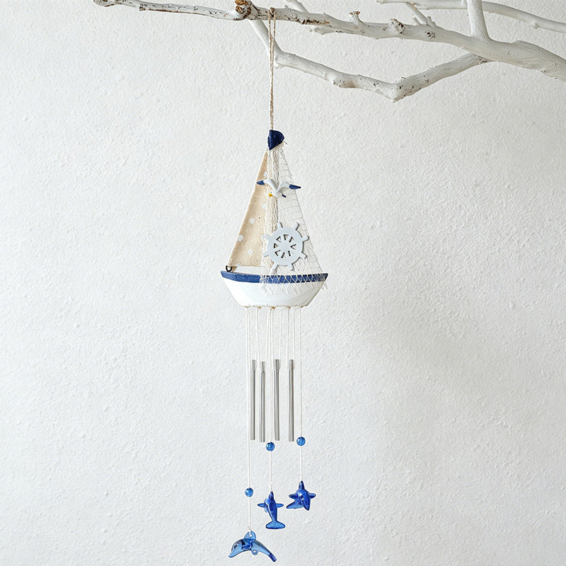 CouldNook Blue & White Wooden Sailboat - Nautical Sailboat Wall Ornament