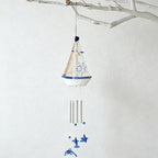 CouldNook Blue & White Wooden Sailboat - Nautical Sailboat Wall Ornament