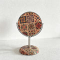 CouldNook Retro Cork Floral Round Standing Table Mirror