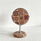 CouldNook Retro Cork Floral Round Standing Table Mirror
