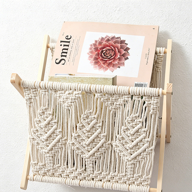 CouldNook Folding Macrame Magazine Rack - Textured Storage Stand