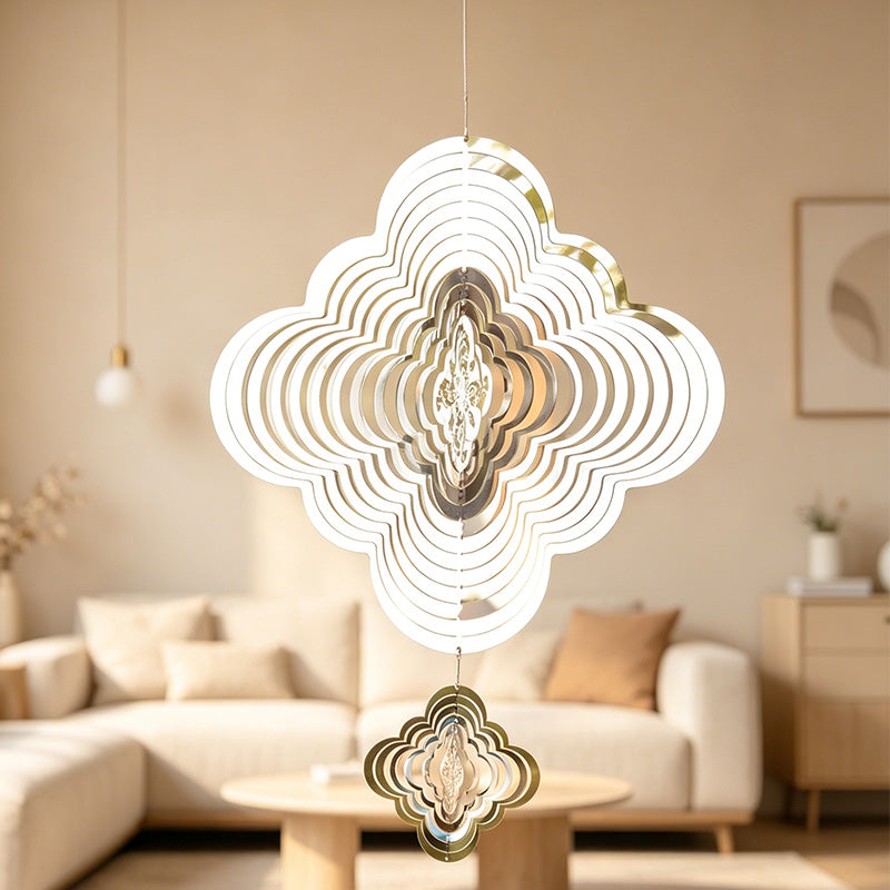 CouldNook 3D Mirror Metal Rotating Cloud Pattern - Cloud Metal Wind Spinner