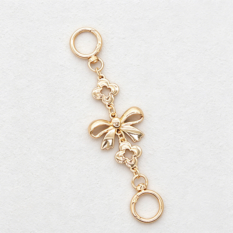 CouldNook Linked Floral Bag Charm Chain - Heart Accent