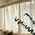 CouldNook Daisy Floral Half-Curtain - Aesthetic Cotton Cafe Drapery
