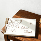 CouldNook Laser Engraved Guest Book - Bow Spiral Bound Notebook