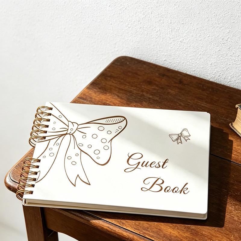 CouldNook Laser Engraved Guest Book - Bow Spiral Bound Notebook