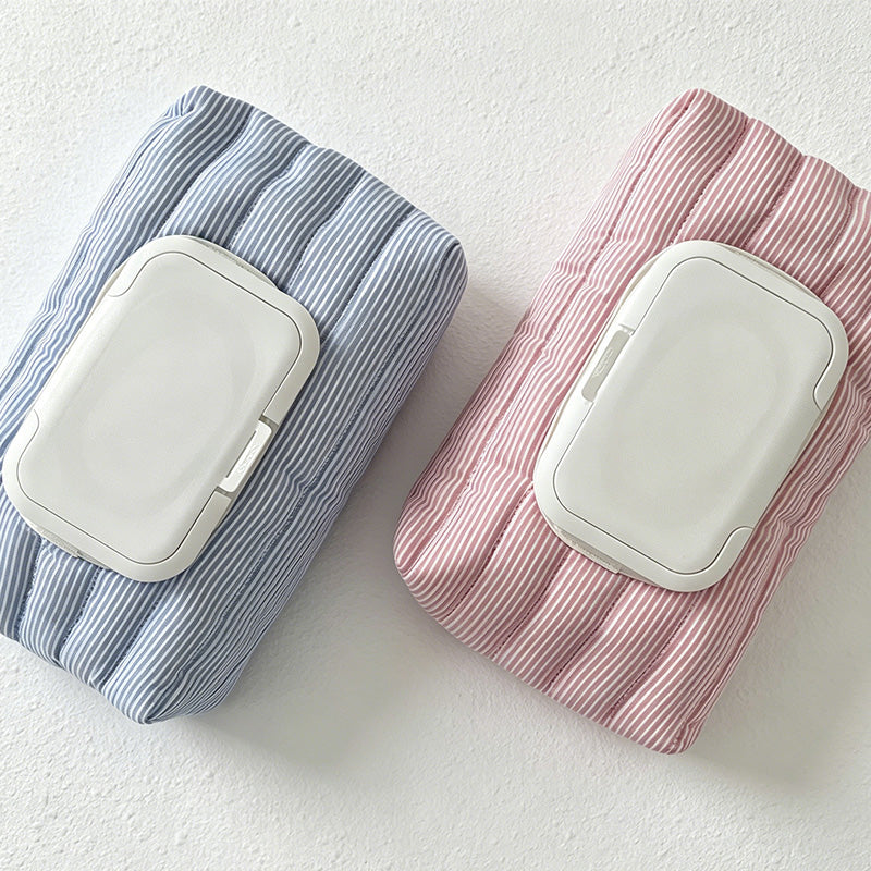 CouldNook Quilted Stripe Tissue Bag - Aesthetic Portable Fabric Case
