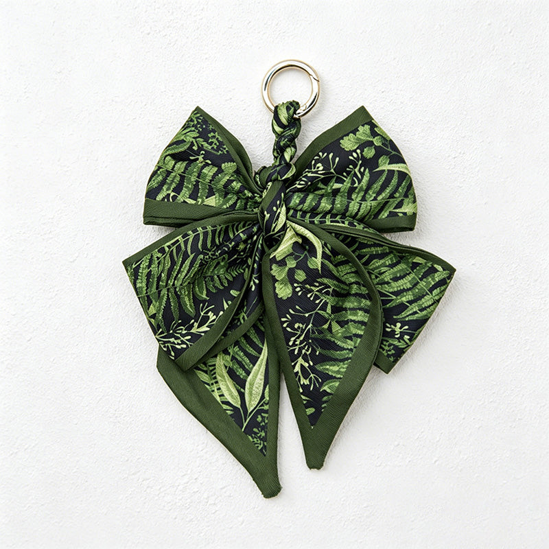 CouldNook 5.51''  Green Series Pattern Bow Bag Charm - Handle Accent