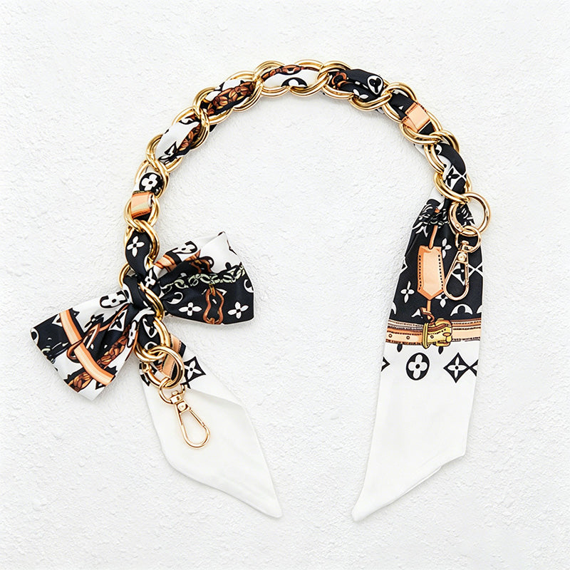 CouldNook 16.54'' Black Series Pattern Bow Chain Bag Strap - Everyday Accent
