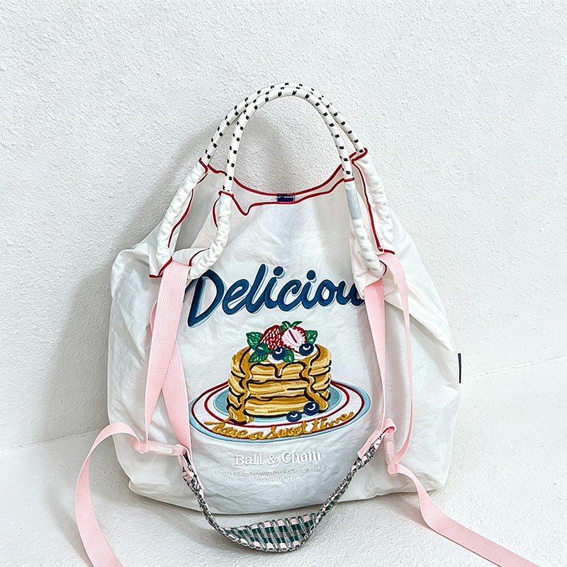 CouldNook Delicious Pancake Embroidery Shopping Bag - Everyday Market Accent