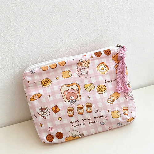 CouldNook Canvas Cosmetic Pouch Mini Zipper Makeup Coin Storage Bag - Small Storage Accent