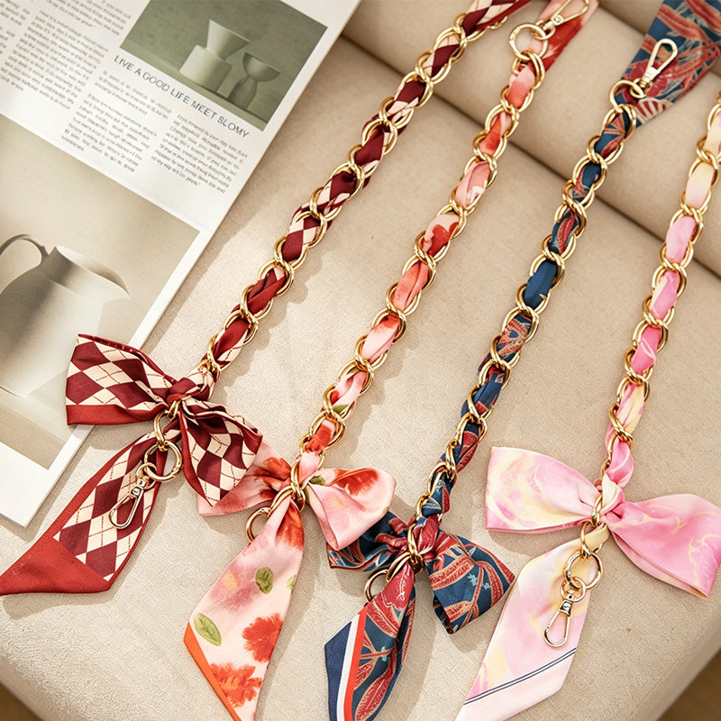 CouldNook 16.54’’ Printed Bow Chain Bag Strap - Soft Accent