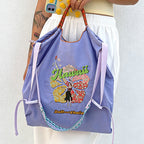 CouldNook Hawaii Hibiscus Hula Girl Embroidery Shopping Bag - Everyday Market Accent