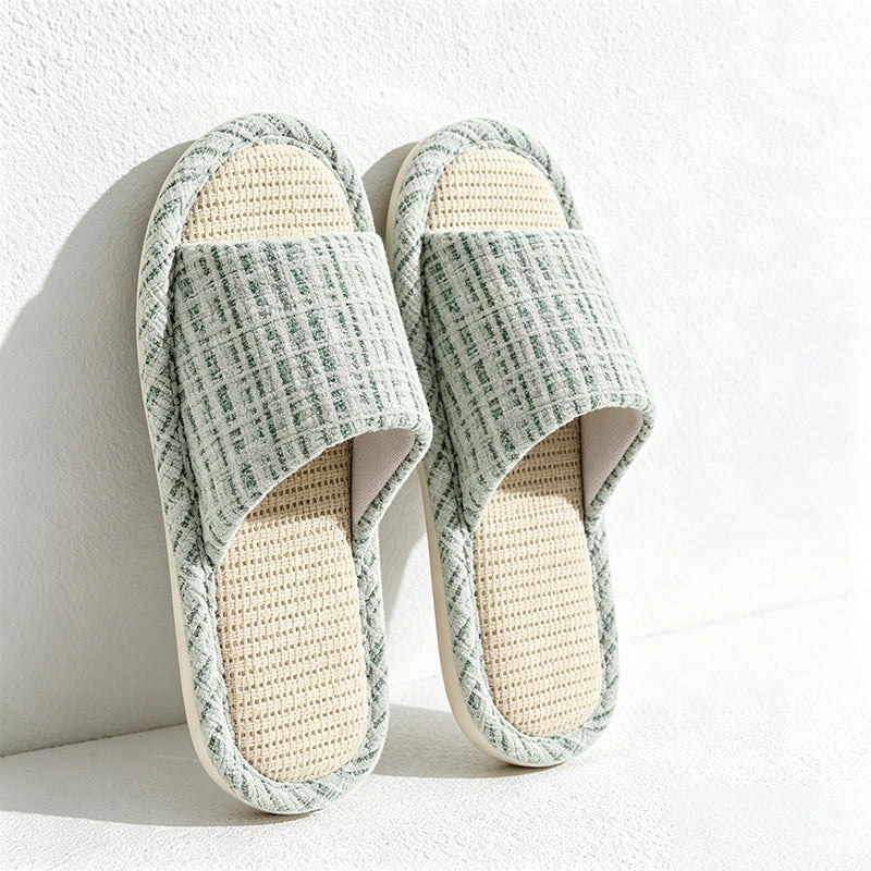 CouldNook Woven Straw-Look Open Toe Slippers - Natural Home Accent