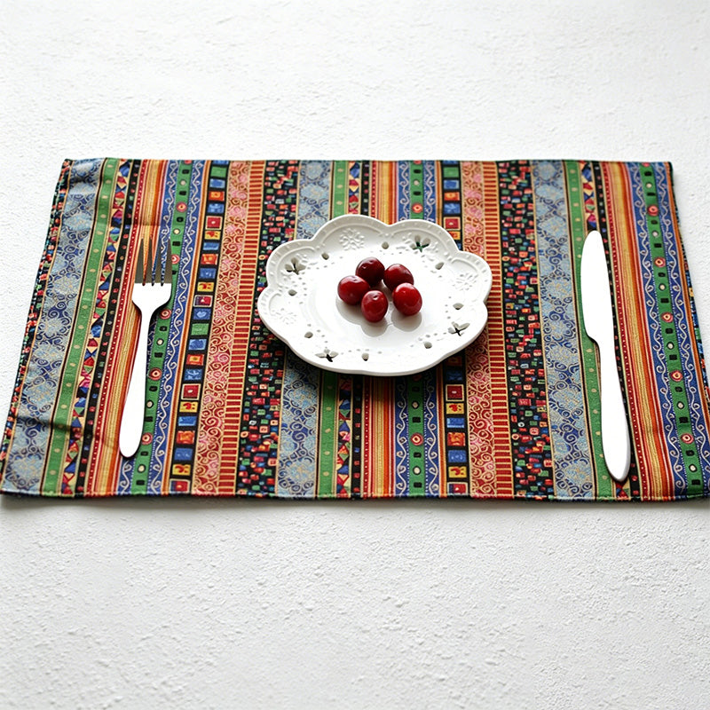 CouldNook Double-Layer Ethnic Placemat - Aesthetic Linen-Cotton Mat