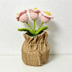 CouldNook Crochet Flower Mini Potted Ornament - Tabletop Rustic Fake Flower Decor