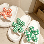 CouldNook Gingham Flower EVA Slide Slippers - Cheerful Lounge Accent