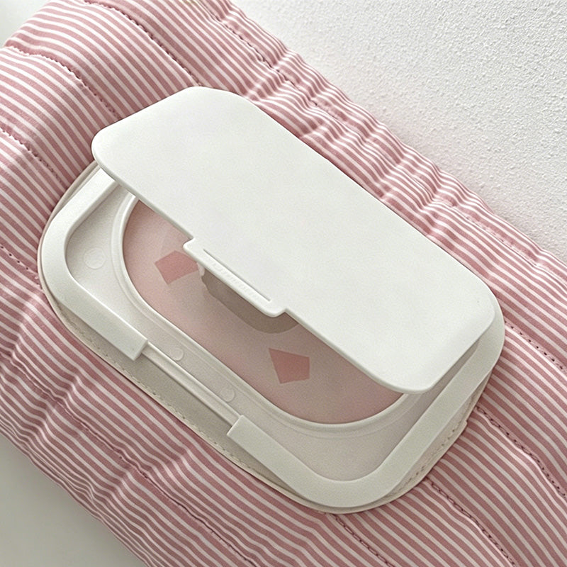 CouldNook Quilted Stripe Tissue Bag - Aesthetic Portable Fabric Case
