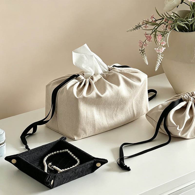 CouldNook Satin Tassel Tissue Box - Aesthetic Luxe Storage Bag