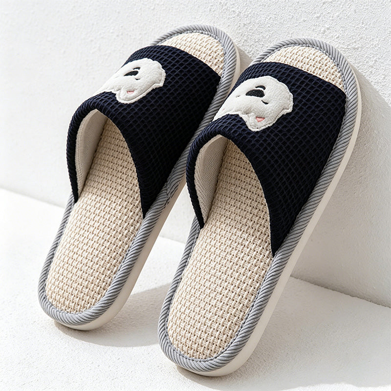 CouldNook Soft Animal Applique Open Toe House Slippers - Warm Home Accent