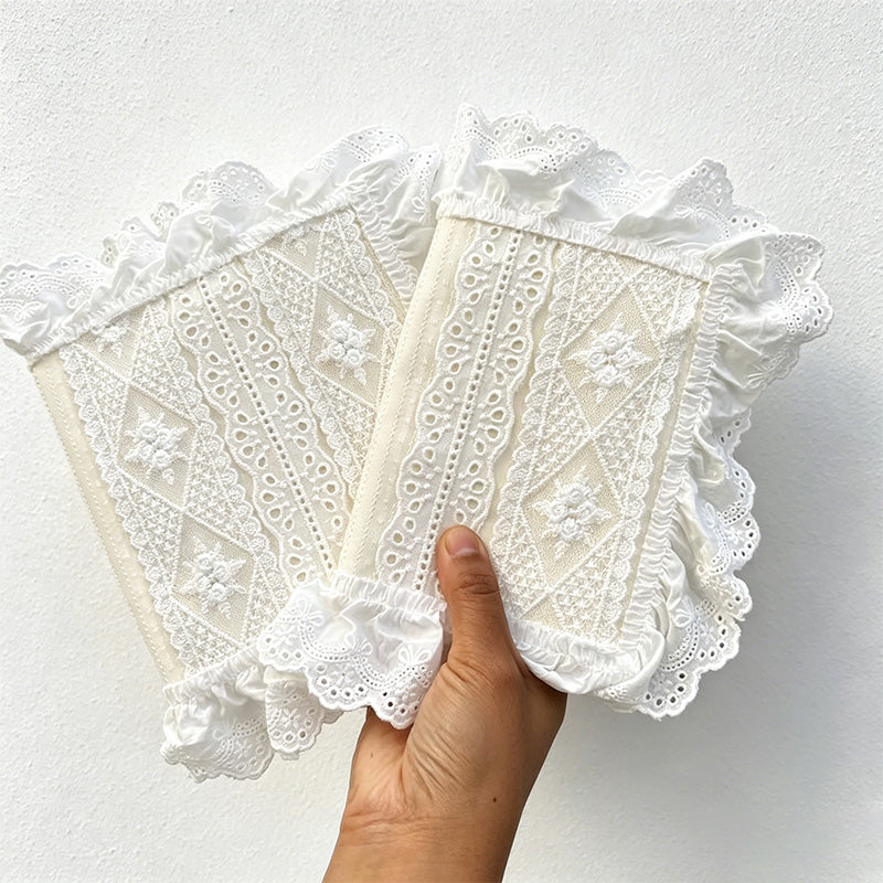 CouldNook Ruffled Lace Fabric Journal Cover - Desk and Planner Notebook