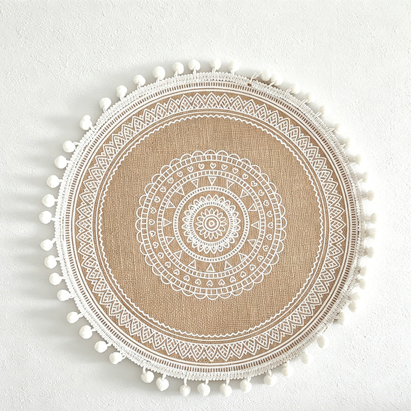 CouldNook Jute Ball Edge Woven Placemat - Aesthetic Rustic Table Mat