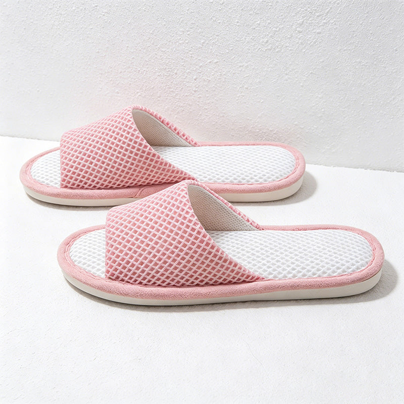 CouldNook Grid Band Open Toe Slippers - Everyday Home Comfort Accent