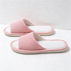CouldNook Grid Band Open Toe Slippers - Everyday Home Comfort Accent